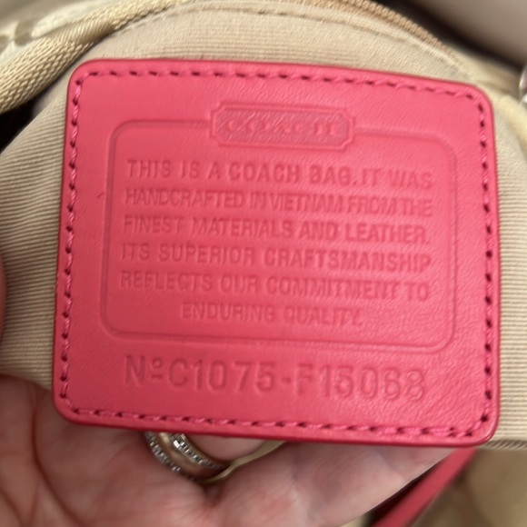 Coach convertible strap east west , pink leather trim, signature canvas bag GUC - Picture 8 of 10